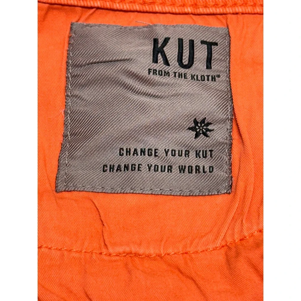 Kut from the Kloth Jane High Rise Long Shorts Tangerine Orange Raw Hem Size‎ 18